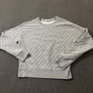 Champion Sweatshirt Mens Size Small S Reverse Weave All Over Spellout Print Grey